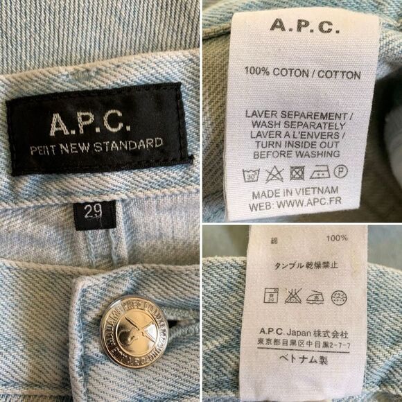 A.P.C. Petit New Standard Mid-Rise Straight-Leg Jeans Light Wash Size 29 Unisex - Picture 10 of 12